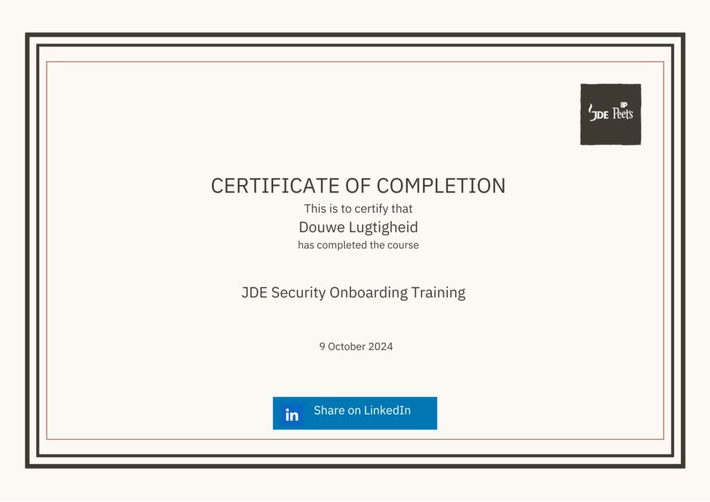 Certificaat van voltooiing van de Cyber Onboard training